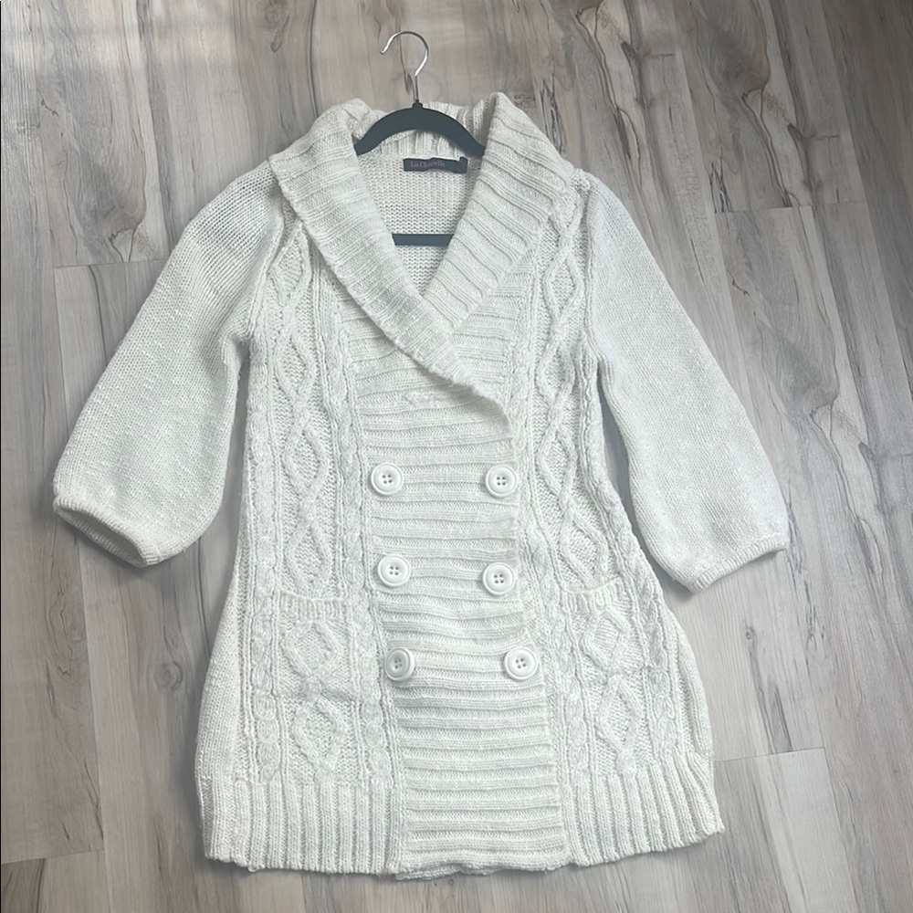 Women's White Cable Knit Sweater